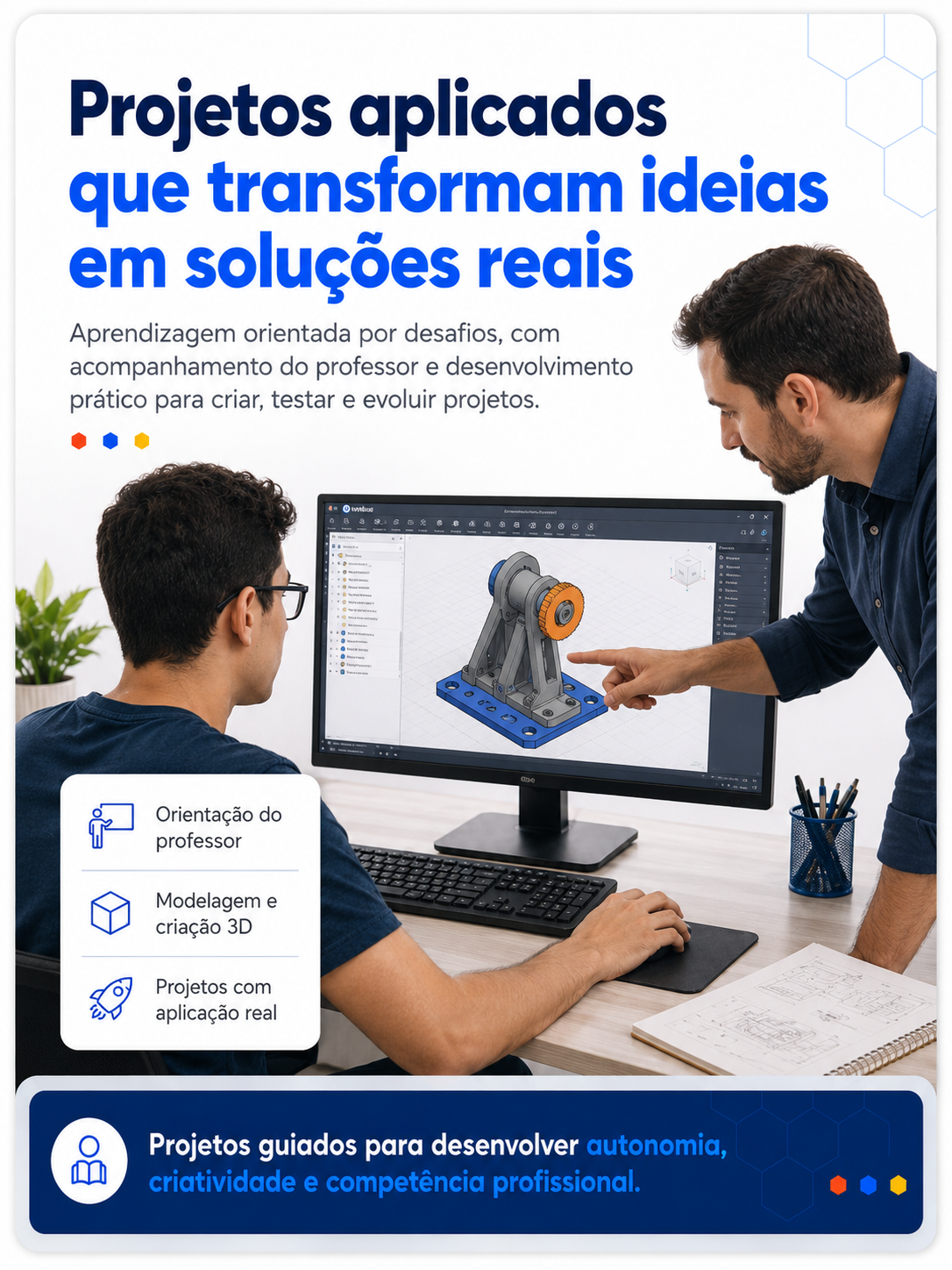 Infográfico de projetos aplicados ENTER — aprendizado baseado em projetos práticos reais
